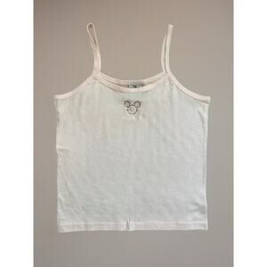 Vintage Y2K Disney Store Baby Pink Mickey Rhinestone Tank Top NWT Straps